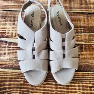 easy street Neutral Taupe Strappy Slingback Sandals